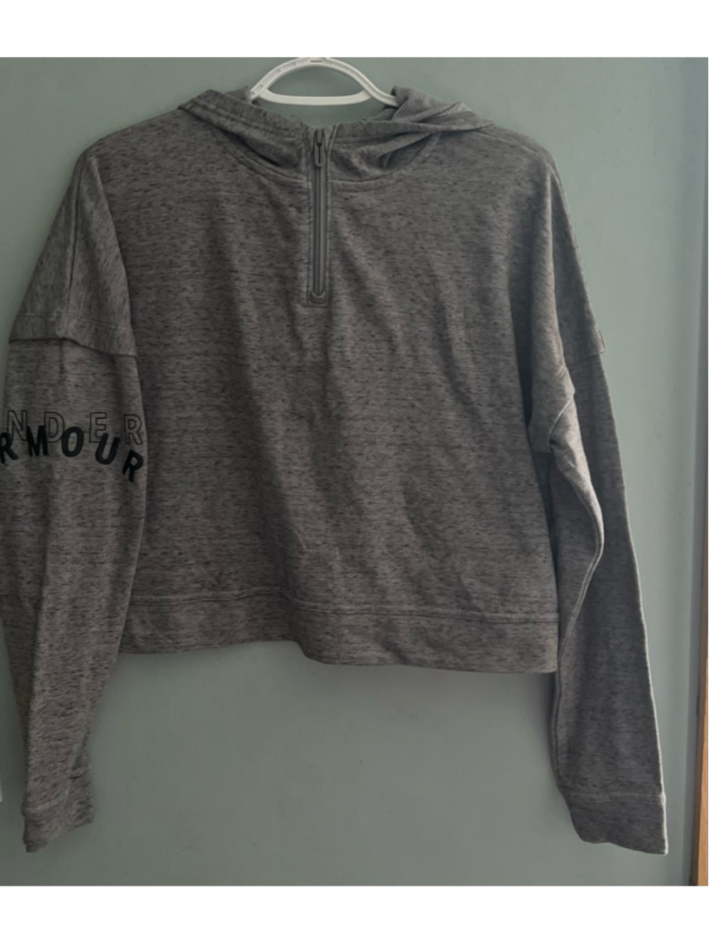 Women's Under Armour Gray Quarter-Zip Hoodie XS crop